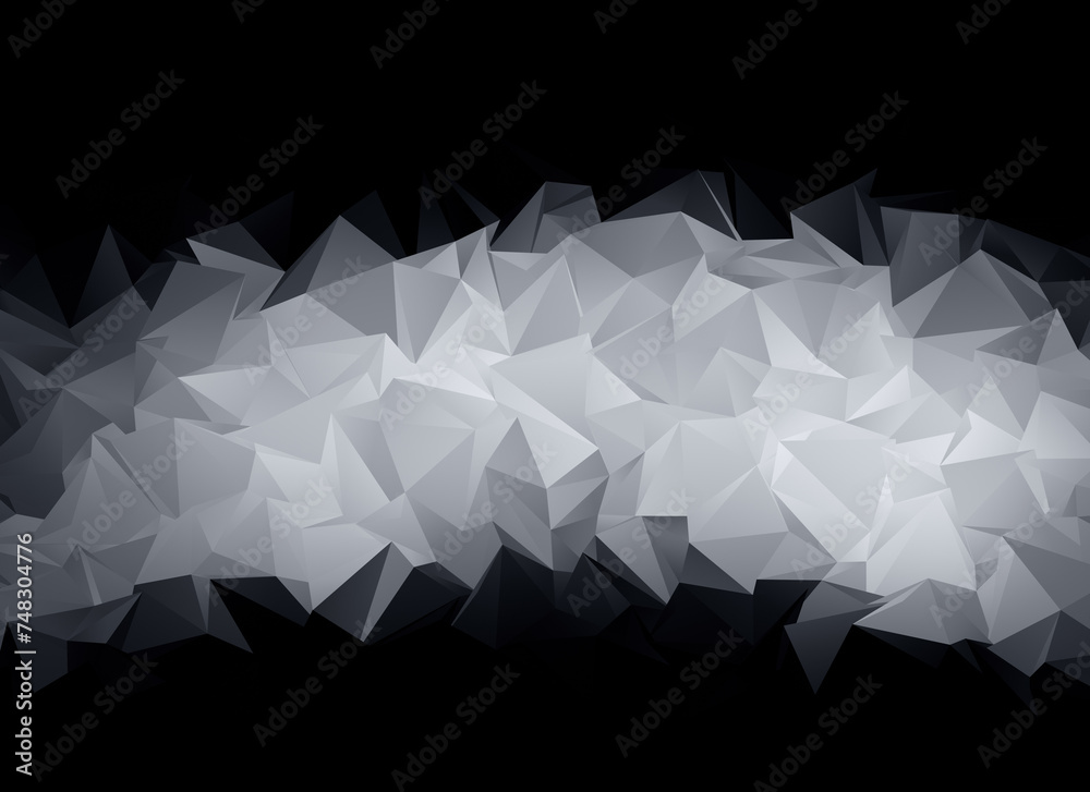 Poster abstract gray polygon vector pattern object on black background. high resolution full frame futurist