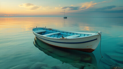 Naklejka premium boat on the sea
