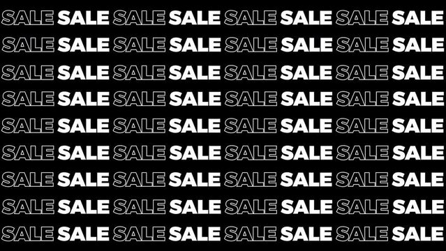Simple sale text animation. Sale text sliding across screen. Sale motion video.