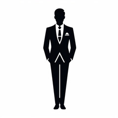 Silueta de hombre de negocios en un icono de fondo blanco que puede usarse como avatar o imagen de perfil - obrazy, fototapety, plakaty