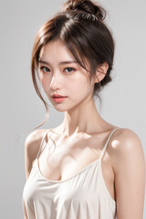 Gorgeous Young Female Model - Fashion or Cosmetics Model - Beauty with Perfect Fine Features - Beautiful Smooth Hair