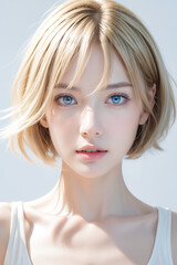 Naklejka premium Gorgeous Young Female Model - Fashion or Cosmetics Model - Beauty with Perfect Fine Features - Beautiful Smooth Hair