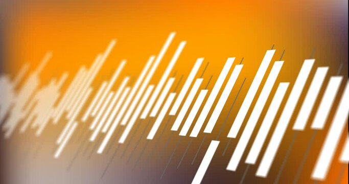 Animation of statistics and digital data processing over orange background