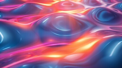 Chrome Neon Liquid Wave in Liquid Metal on White Background Generative AI - obrazy, fototapety, plakaty
