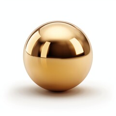 Golden Sphere on Pure White Background Generative AI
