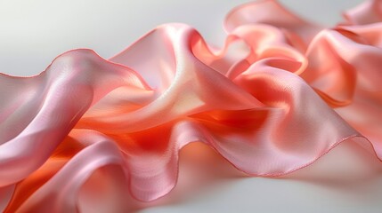 Obraz premium Peach Ribbon in Motion: A Thread of Light Filling the Studio Space Generative AI