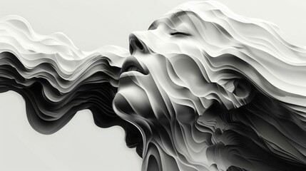 Stylized Optical Illusion Wave - Line Drawing Vector Art Generative AI