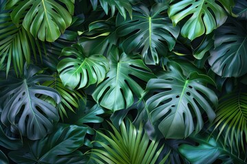 Fototapeta na wymiar an exotic tropical plant in a huge variety of leaves and green