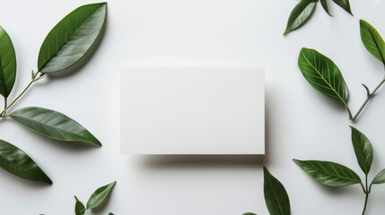 Minimal White Business Card Mockup with Left Lighting Generative AI