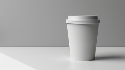 Minimalist White Coffee Cup on Blank Paper Generative AI