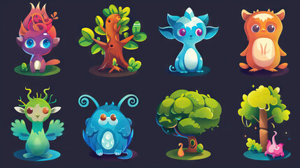 Enchanted Forest Animals: Adorable and Imaginative Creatures for Fantasy Games. Icon Concept Isolated Premium Vector.