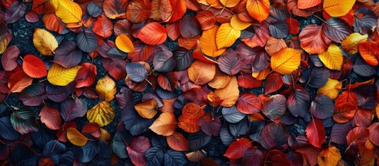 autumn leaves on the floor in various colors