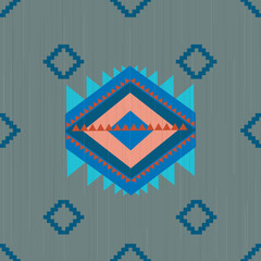 Seamless pattern. Geometric Aztec style. Mosaic on the tile. Ethnic carpet. Ethnic pattern. Colorful devil's eye amulet fabric pattern.
