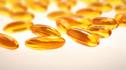 Beautiful yellow capsules or Omega-3, yellow fish oil