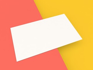 Business card on a yellow-red background. 3d render illustration.