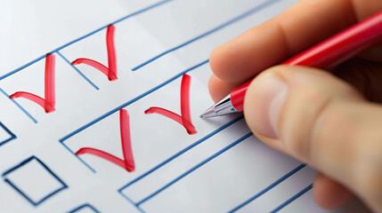 Tax Deduction Checklist: Person Checking Off Items on a List - obrazy, fototapety, plakaty