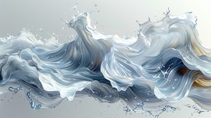 Bright Silver Wave Art Illustration on White Background Generative AI