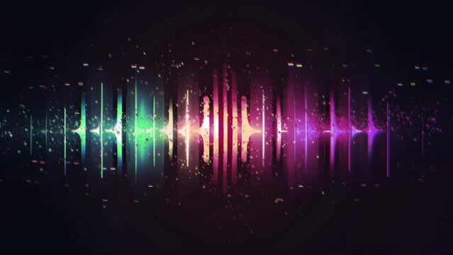 Seamless digital music equalizer audio waves,  colorful flashing lines; is perfect for background projects; 4k virtual video animation.