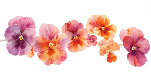 a close up of a bunch of flowers on a white background with one flower in the middle of the picture and one flower in the middle of the picture.