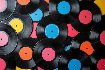 Background of colored vinyl records