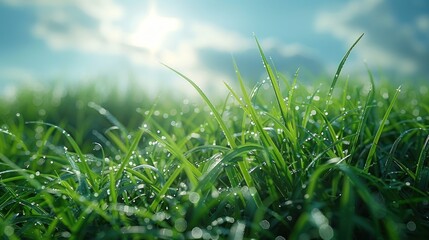 Close up of grass with sun shining in the background