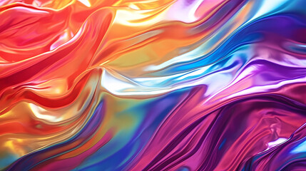 Fototapeta premium Bright holographic foil background, vivid multicolored and pastel trendy background
