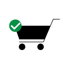 Shopping cart icon on white isolated.Vector illustration