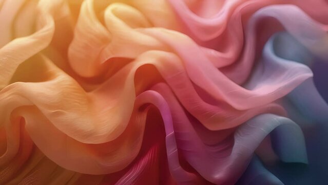 Texture of rippled fabric in a mix of warm and cool colors resembling a sunset sky.