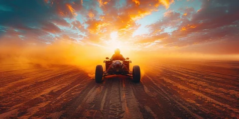 Poster All-terrain sport car advancing in the middle of the desert © piai