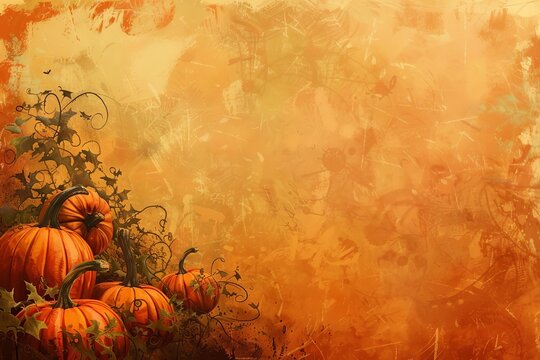 Halloween pumpkin patch background with ample space for text Ideal for festive promotions and seasonal greetings