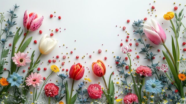 Easter Celebration with Vibrant Watercolor Flowers Generative AI