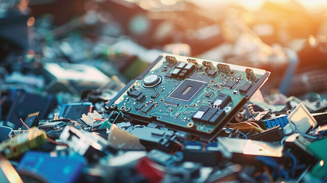 scrap of electronic circuit board with components