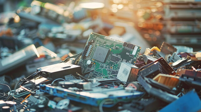 scrap of electronic circuit board with components