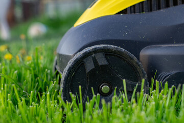 working on a lawn lawnmowers cut