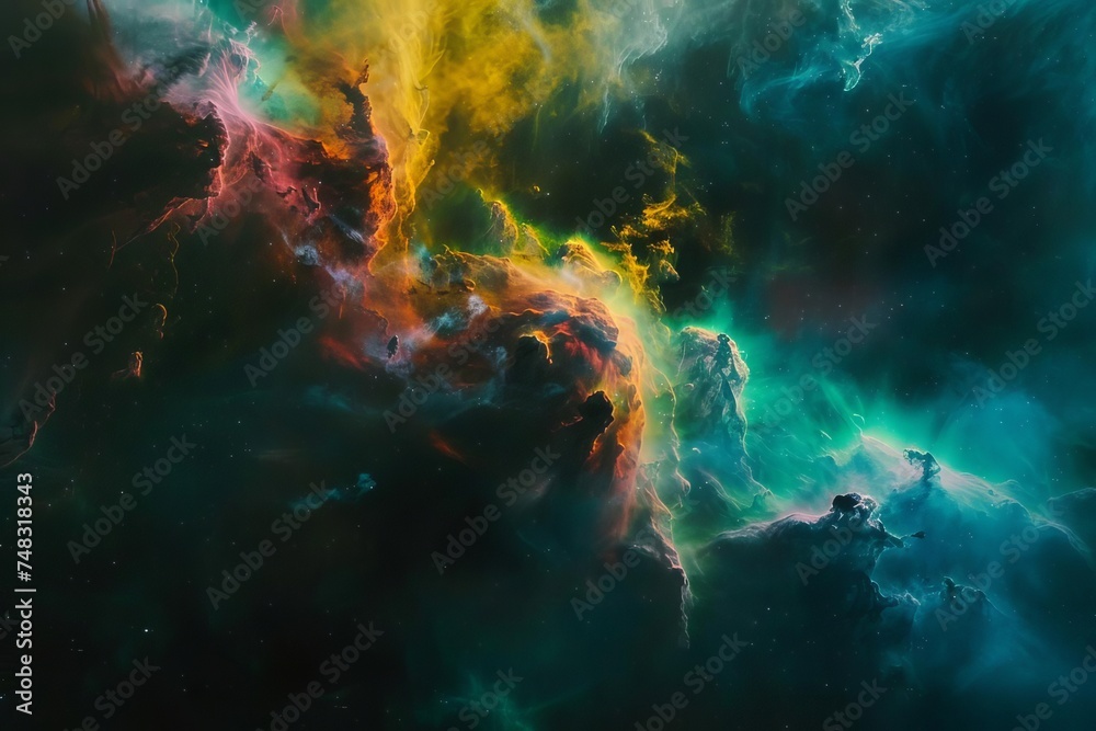 Canvas Prints vibrant nebula in deep space glowing cosmic dust and gas clouds in various colors. astronomy deep sp