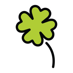 Shamrock, clover vector icon design. Four, three leaf clover emoji. Isolated St. Patrick's Day sign design. 