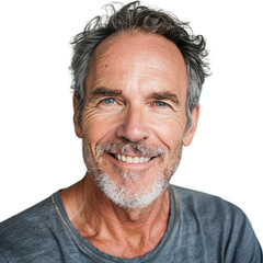 Smiling Handsome Senior Man with Gray Hair and Beard Transparent PNG