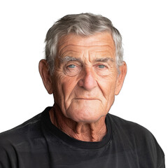 Obraz premium Distinguished Senior Man with Deep Set Eyes and Black Shirt Transparent PNG