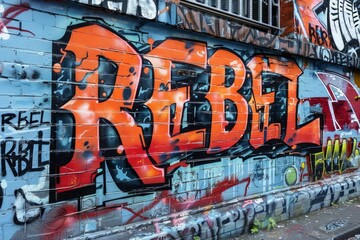 Naklejka premium Rebel's Graffiti Art on Urban Street Generative AI