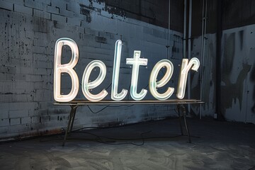 Neon Light Signage Featuring The Word 'Belter' on Black Wall Generative AI