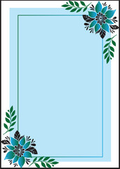 Blue Floral Frame For Wedding Invitation Card
