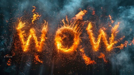 Wow Words in Vibrant Fireworks Display Generative AI