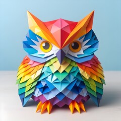 Geometric Multicolored Paper Owl