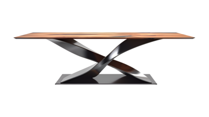  A modern wood and metal table boasting an innovative ultra design, transparent background.