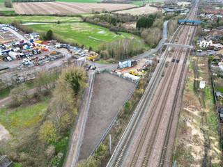 High Angle View of Arlesey Town at Bedfordshire, England United Kingdom