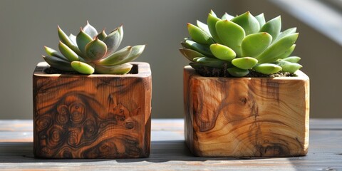 planters wooden square for succulents - 748322920