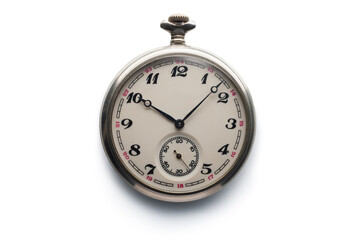 Mechanical silver pocket watch isolated