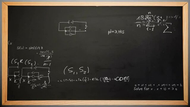 Animation of mathematical equations on black board