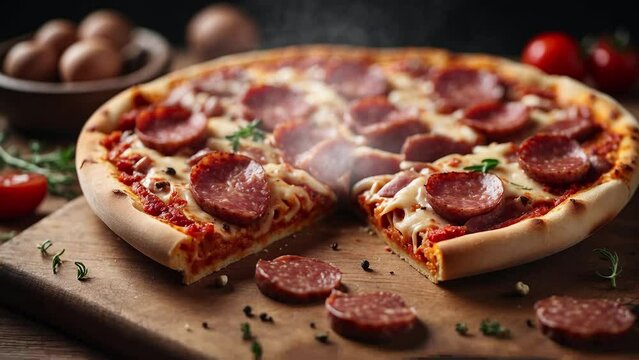 Warm and delicious sausage pizza