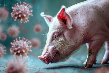 swine flu virus, a new H1N1 swine flu virus - obrazy, fototapety, plakaty
